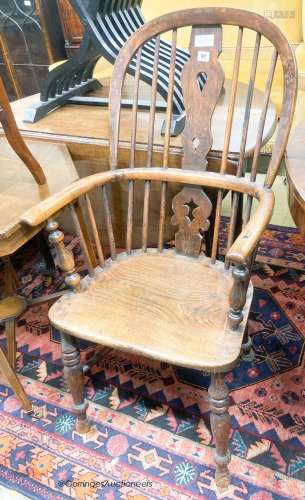 A Victorian elm and ash Windsor armchair, width 54cm, depth ...