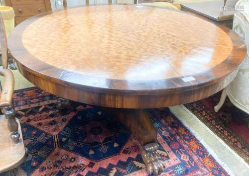 A George IV and later mahogany and satinwood circular tilt t...