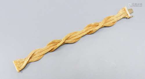 An 18ct gold plaited mesh bracelet, 19cm, 31 grams (repair).