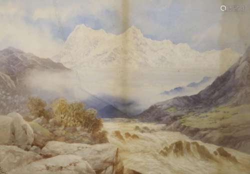 A.Strahan, watercolour, ‘Kashmir, 200 feet of unsullied snow...