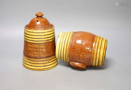 A Dicker pottery jar and cover, marked 'Jane Butler Sedlesco...