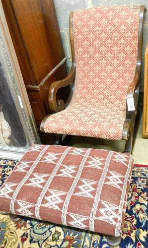 A small rectangular Kelim foot stool, 63 x 43cm together wit...