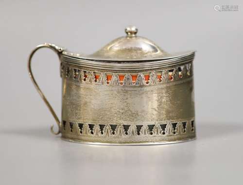 A late 18th century Scottish silver oval mustard pot, George...
