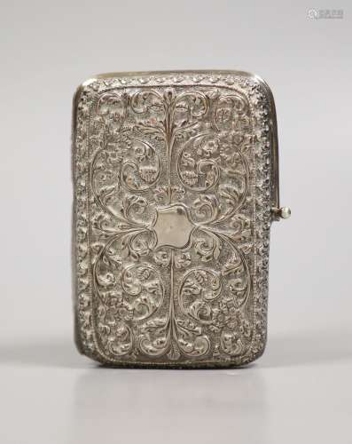 A Persian embossed white metal cigarette case (a.f.), 97mm, ...