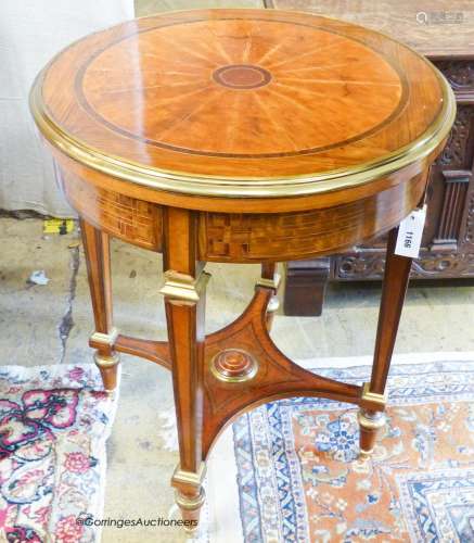 A French transitional style circular centre table, 62cm diam...