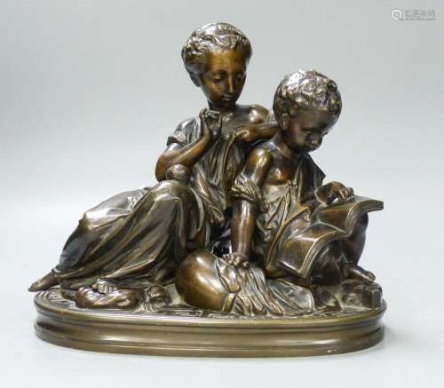 A 19th century bronze figure group of a mother and child25cm