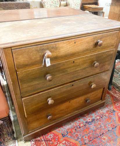 A pair of Victorian walnut chests, width 102cm, depth 49cm, ...