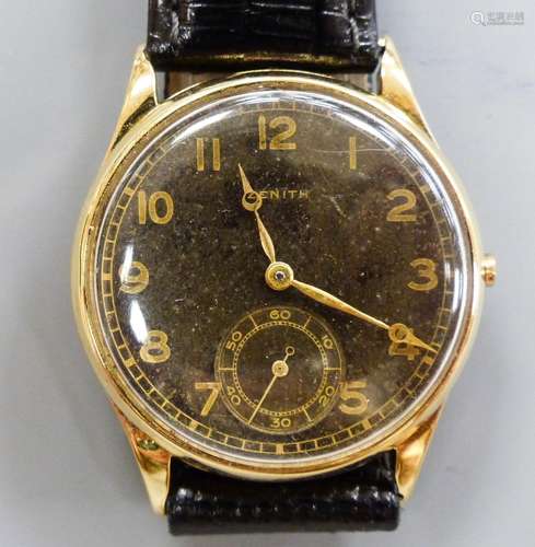 A gentleman's 14k yellow metal Zenith manual wind wrist watc...