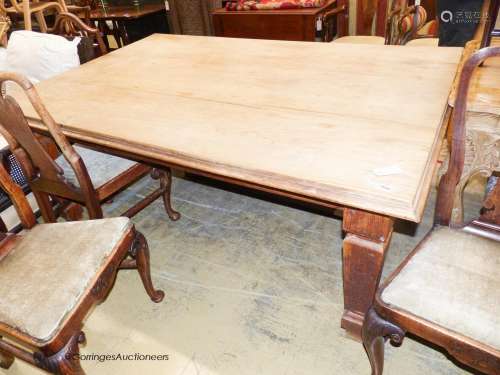 An Arts & Crafts pine rectangular kitchen table, 184cm x 120...
