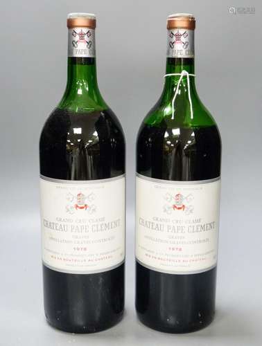 Two bottles of Chateau Pape Clement-Graves (Magnums), 1978