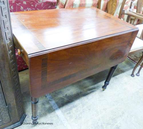 A Regency rosewood banded mahogany Pembroke table, width 88c...