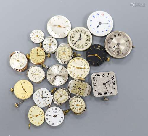 A small quantity of wrist watch movements including Baume & ...