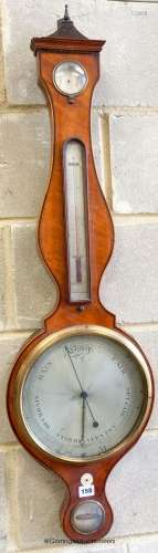 A George III satinwood wheel barometer, height 108cm