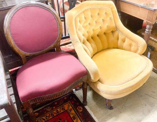 A Louis XV side chair (formerly gilded) and a Victorian butt...