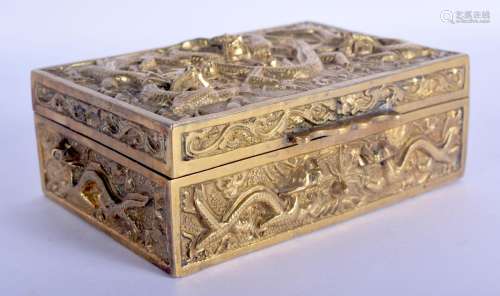 AN EARLY 20TH CENTURY CHINESE BRONZE DRAGON CASKET Late Qing...