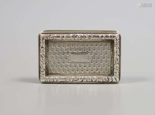 An early Victorian silver rectangular vinaigrette, Jesse Sar...
