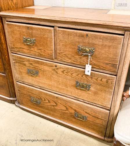 A late Victorian oak chest of drawers (formerly a dressing c...