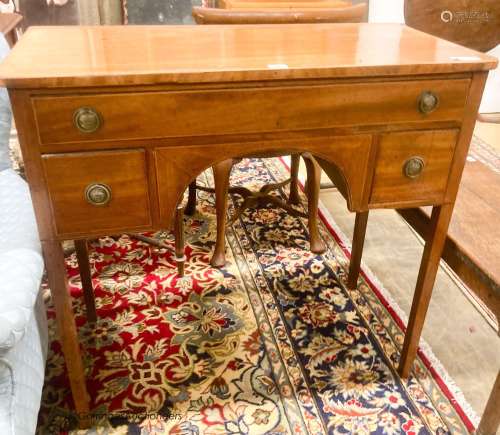 A George IV mahogany kneehole dressing table, width 87cm, de...