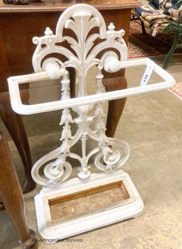 A Victorian painted cast iron stickstand, width 40cm, height...