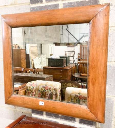A late Victorian antique style pine cushion mirror, width 70...