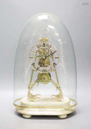 A 19th century brass skeleton clock on marble base. Associat...