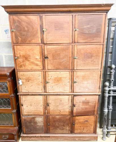 A 19th century mahogany stationery cupboard, width 130cm, de...
