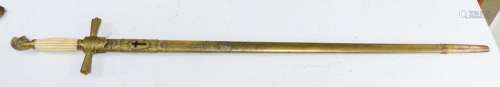 A late 19th/early 20th century bone handled court sword, 90c...