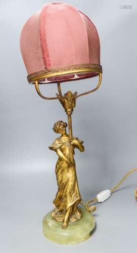A gilt bronze figural table lamp on onyx base ‘GRAZIELLA par...