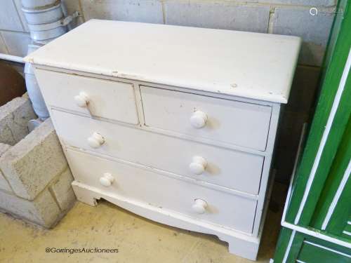 A Victorian painted pine chest of drawers, W.94cm D.44cm H.8...