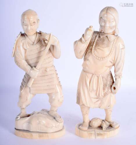 A PAIR OF 19TH CENTURY JAPANESE MEIJI PERIOD CARVED IVORY OK...