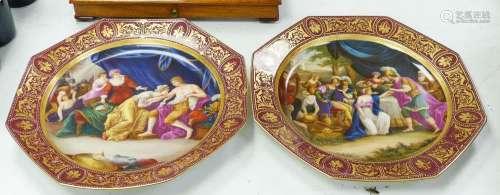 A pair of Vienna style octagonal chargers, with central clas...
