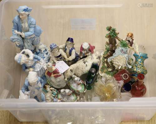 A group of ornate glass and ceramic figurines, 19th/20th cen...