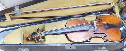 A 19th century German violin in wooden case