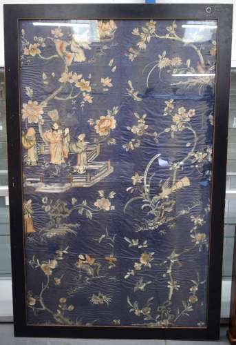 A VERY LARGE 19TH CENTURY CHINESE COUNTRY HOUSE BLUE SILKWOR...
