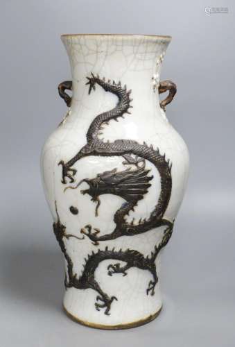A Chinese crackleware ‘dragon’ vase, late 19th century, heig...