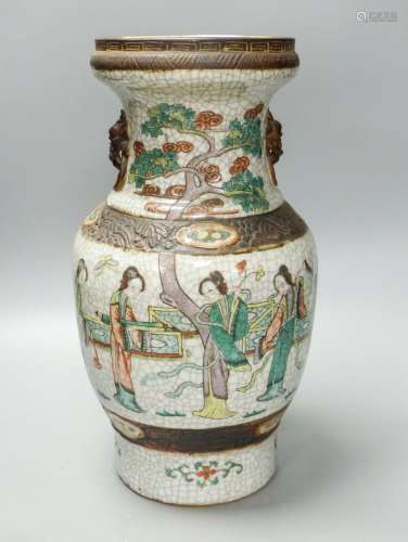 A Chinese famille verte crackleware vase, late 19th century,...