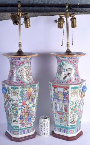 A LARGE PAIR OF 1950S CHINESE FAMILLE ROSE PORCELAIN SQUARE ...