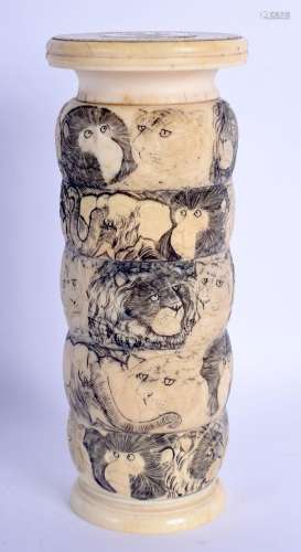 A 19TH CENTURY JAPANESE MEIJI PERIOD CARVED IVORY VASE decor...