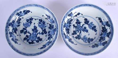 A PAIR OF 18TH CENTURY CHINESE BLUE AND WHITE PORCELAIN DISH...