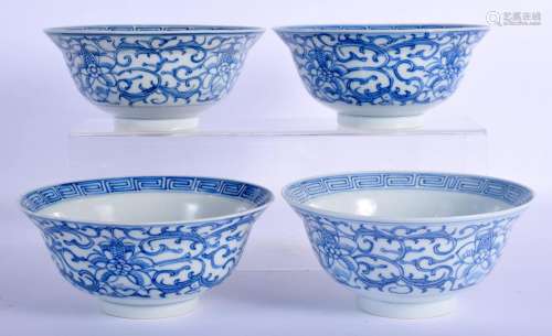 A SET OF FOUR 18TH/19TH CENTURY CHINESE BLUE AND WHITE PORCE...
