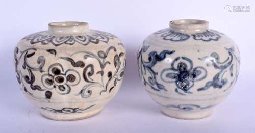 TWO 17TH CENTURY SOUTH EAST ASIAN BLUE AND WHITE JARLETS pai...