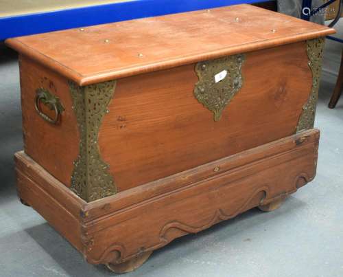 A 19TH CENTURY INDONESIAN MADURA BLANKET CHEST ON WHEELS ove...