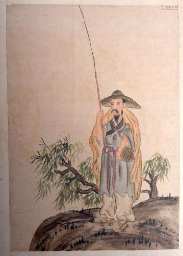 Chinese School (19th/20th Century) Watercolour & Calligr...