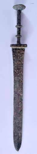 A CHINESE BRONZE ARCHAIC STYLE SWORD 20th Century, with band...