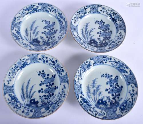 A SET OF FOUR EARLY 18TH CENTURY CHINESE BLUE AND WHITE PORC...