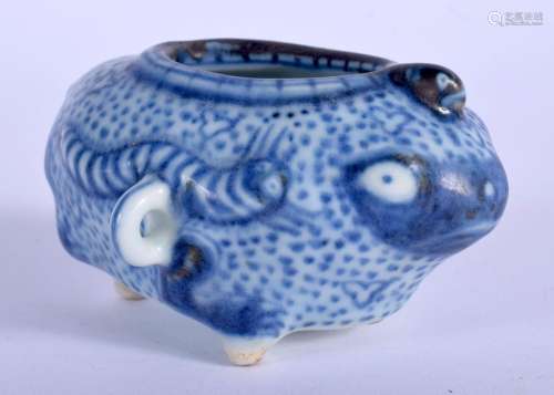 A 19TH CENTURY CHINESE BLUE AND WHITE PORCELAIN TOAD WATER D...