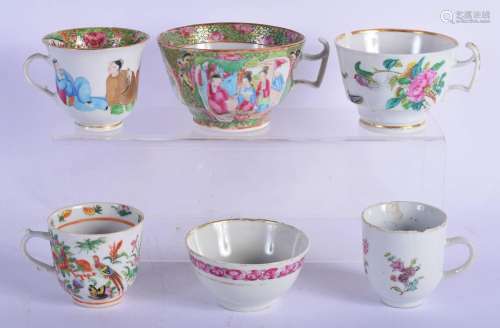 FOUR 19TH CENTURY CHINESE CANTON FAMILLE ROSE CUPS together ...