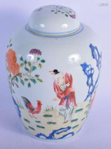 A CHINESE FAMILLE ROSE PORCELAIN VASE AND COVER 20th Century...