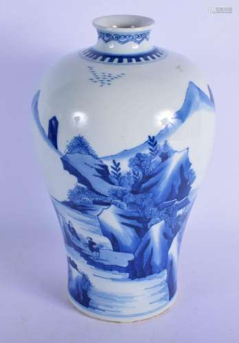 A CHINESE BLUE AND WHITE PORCELAIN MEIPING VASE probably 19t...