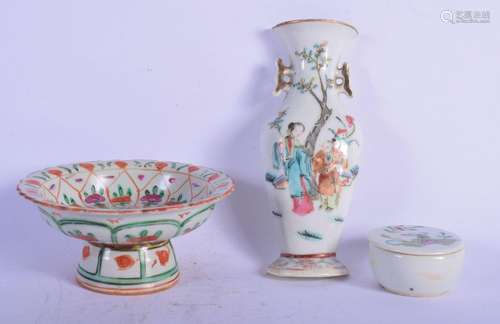 A 19TH CENTURY CHINESE THAI MARKET TAZZA together with a wal...